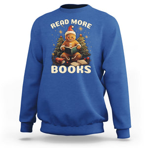 Reading Gingerbread Sweatshirt Read More Books Funny Christmas Teacher Student Book Lovers TS02 Royal Blue Printyourwear