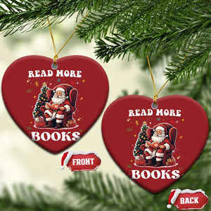 Santa Reading Lover Christmas Ornament Read More Books TS02 Heart Red Print Your Wear