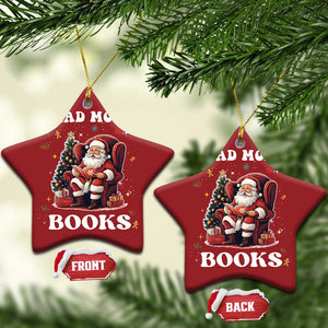 Santa Reading Lover Christmas Ornament Read More Books TS02 Star Red Print Your Wear