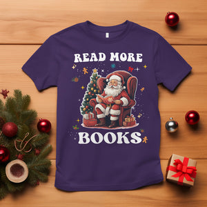 Reading Santa T Shirt Read More Books Funny Christmas Teacher Student Book Lovers TS02 Purple Printyourwear