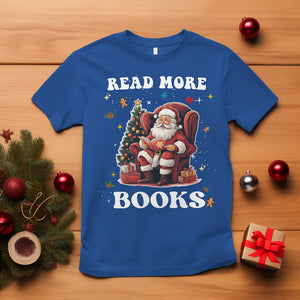 Reading Santa T Shirt Read More Books Funny Christmas Teacher Student Book Lovers TS02 Royal Blue Printyourwear