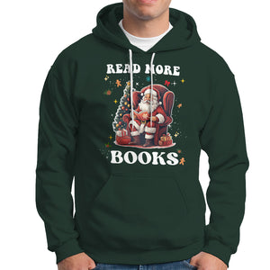 Reading Santa Hoodie Read More Books Funny Christmas Teacher Student Book Lovers TS02 Dark Forest Green Printyourwear