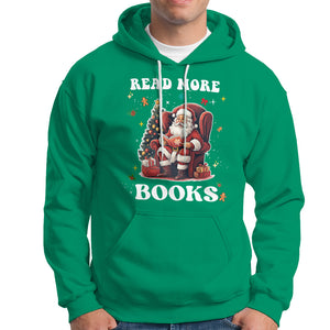 Reading Santa Hoodie Read More Books Funny Christmas Teacher Student Book Lovers TS02 Irish Green Printyourwear