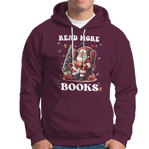 Reading Santa Hoodie Read More Books Funny Christmas Teacher Student Book Lovers TS02 Maroon Printyourwear