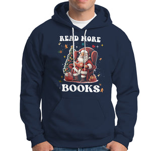 Reading Santa Hoodie Read More Books Funny Christmas Teacher Student Book Lovers TS02 Navy Printyourwear