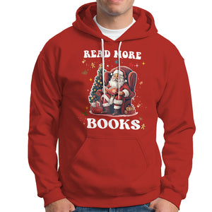 Reading Santa Hoodie Read More Books Funny Christmas Teacher Student Book Lovers TS02 Red Printyourwear