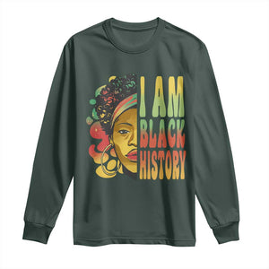 I Am Black History Long Sleeve Shirt Afro Black Woman African American Pride TS02 Dark Forest Green Print Your Wear