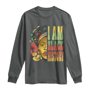 I Am Black History Long Sleeve Shirt Afro Black Woman African American Pride TS02 Dark Heather Print Your Wear