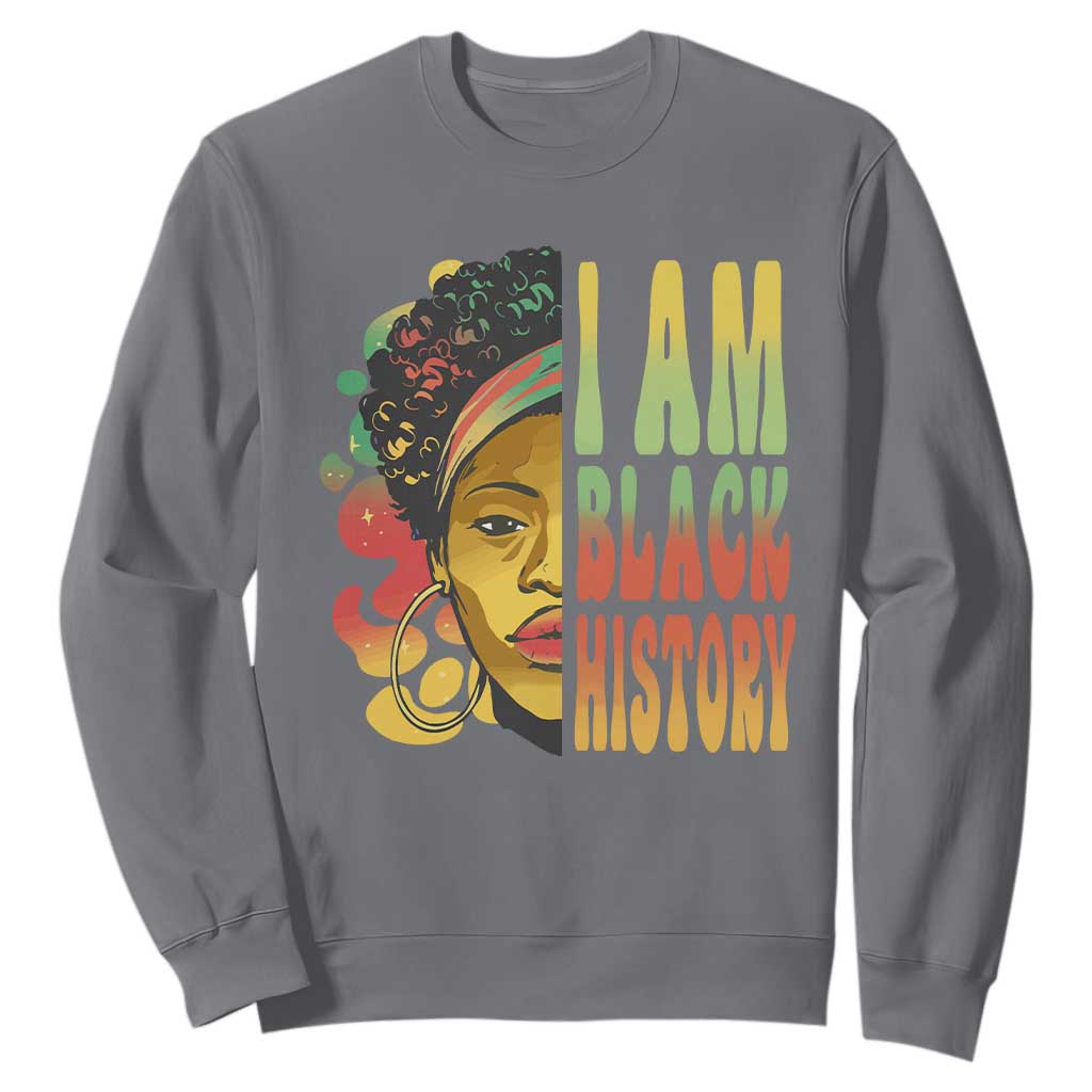 I Am Black History Month Sweatshirt African American Pride Black Woman TS02 Charcoal Printyourwear