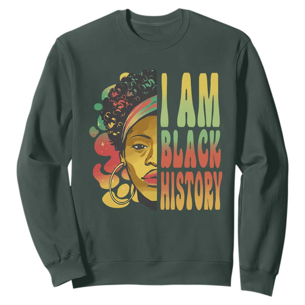 I Am Black History Month Sweatshirt African American Pride Black Woman TS02 Dark Forest Green Printyourwear