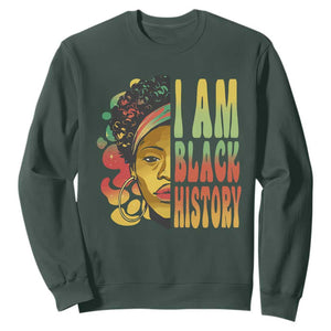 I Am Black History Month Sweatshirt African American Pride Black Woman TS02 Dark Forest Green Printyourwear