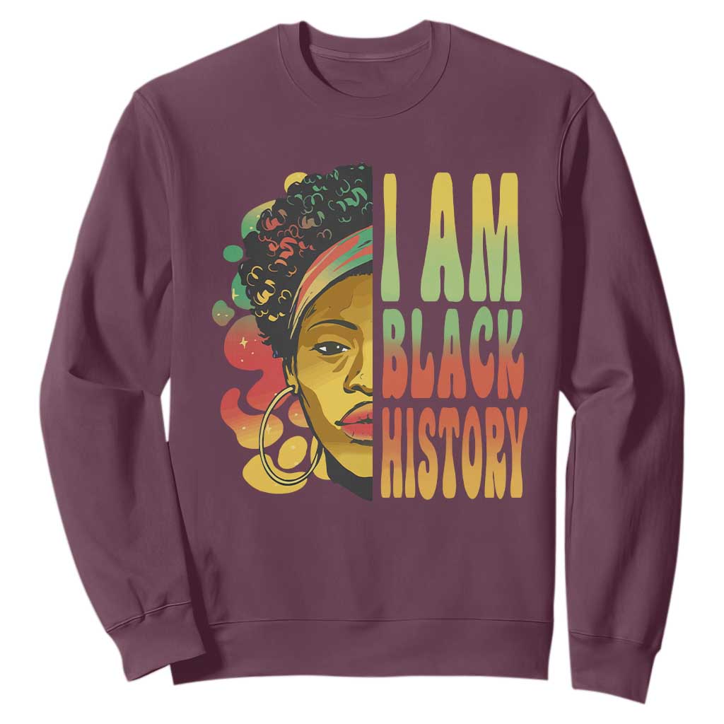I Am Black History Month Sweatshirt African American Pride Black Woman TS02 Maroon Printyourwear