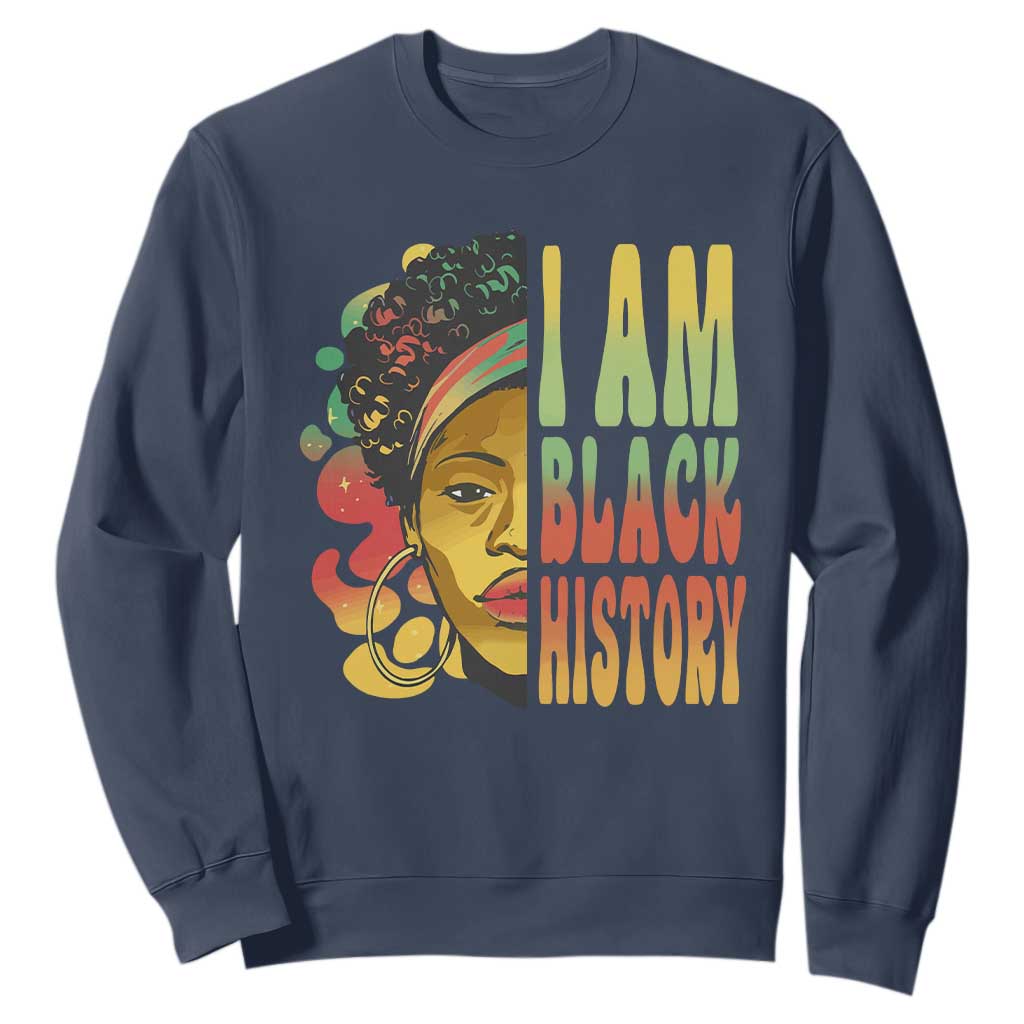 I Am Black History Month Sweatshirt African American Pride Black Woman TS02 Navy Printyourwear