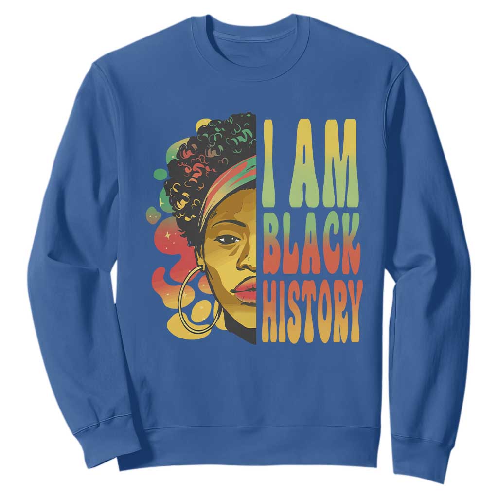 I Am Black History Month Sweatshirt African American Pride Black Woman TS02 Royal Blue Printyourwear