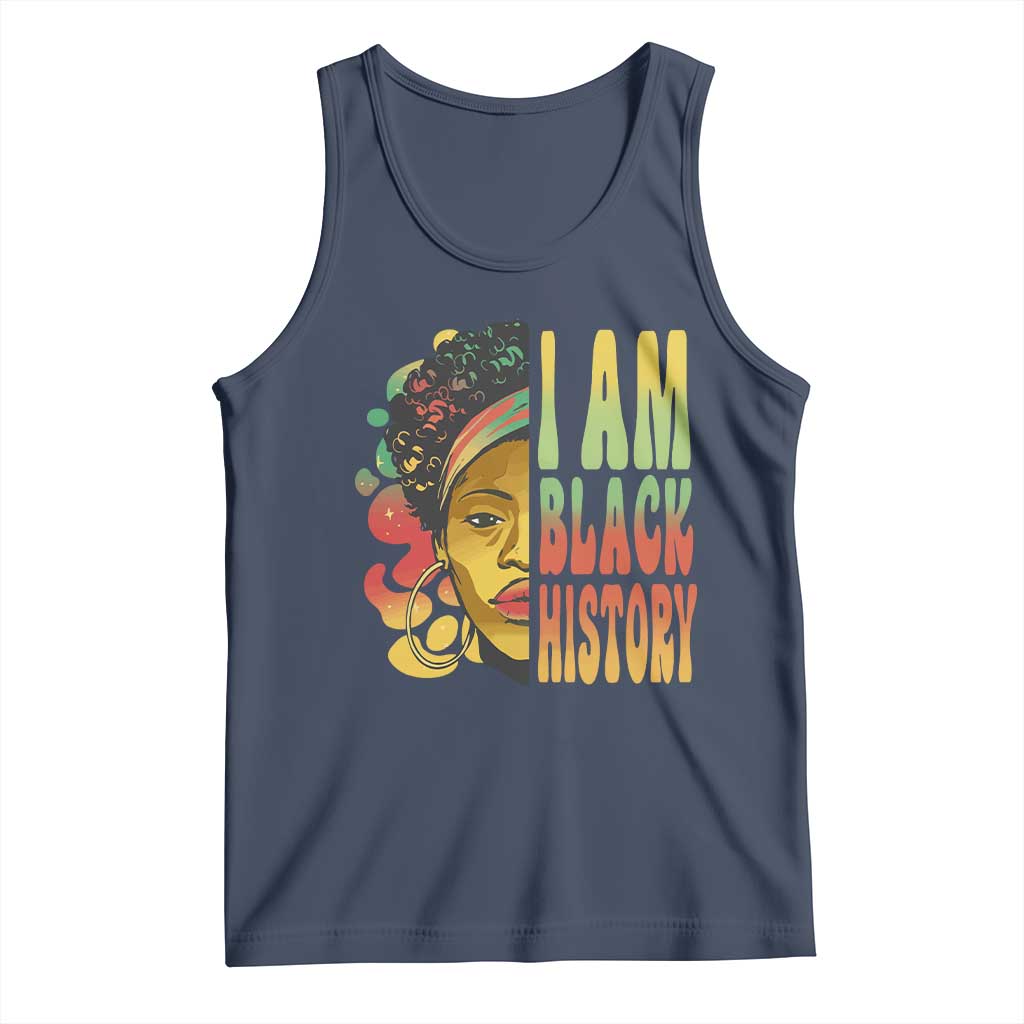 I Am Black History Tank Top Afro Black Woman African American Pride TS02 Navy Print Your Wear