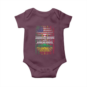 African American Pride Baby Onesie American Grown With African Roots African American Flag Tree TS02 Maroon Print Your Wear