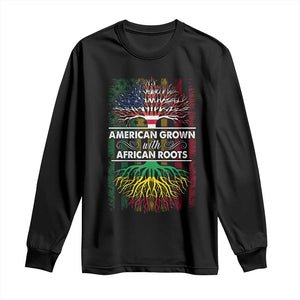 African American Pride Long Sleeve Shirt American Grown With African Roots African American Flag Tree TS02 Black Print Your Wear