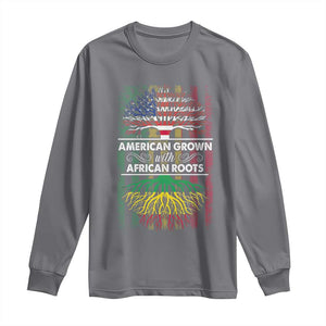 African American Pride Long Sleeve Shirt American Grown With African Roots African American Flag Tree TS02 Charcoal Print Your Wear