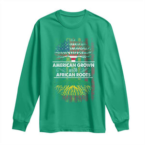 African American Pride Long Sleeve Shirt American Grown With African Roots African American Flag Tree TS02 Irish Green Print Your Wear