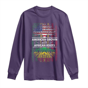 African American Pride Long Sleeve Shirt American Grown With African Roots African American Flag Tree TS02 Purple Print Your Wear