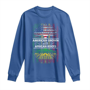 African American Pride Long Sleeve Shirt American Grown With African Roots African American Flag Tree TS02 Royal Blue Print Your Wear