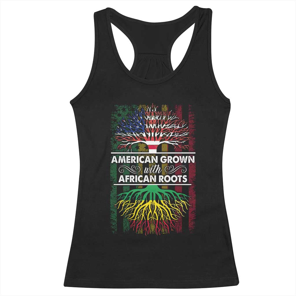 African American Pride Racerback Tank Top American Grown With African Roots African American Flag Tree TS02 Black Print Your Wear