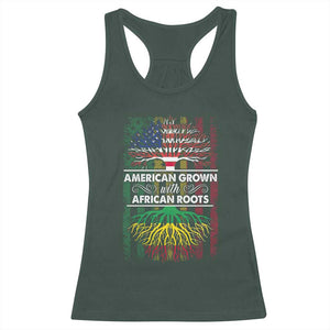 African American Pride Racerback Tank Top American Grown With African Roots African American Flag Tree TS02 Dark Forest Green Print Your Wear