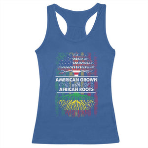 African American Pride Racerback Tank Top American Grown With African Roots African American Flag Tree TS02 Royal Blue Print Your Wear