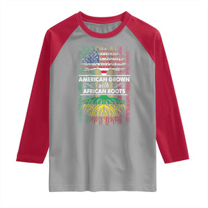 African American Roots Raglan Shirt American Grown With African Roots US Flag Tree TS02 Sport Gray Red Print Your Wear