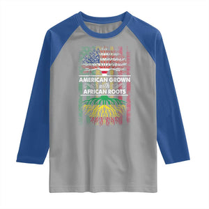 African American Roots Raglan Shirt American Grown With African Roots US Flag Tree TS02 Sport Gray Royal Print Your Wear