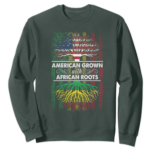 African American Pride Sweatshirt American Grown With African Roots African American Flag Tree TS02 Dark Forest Green Print Your Wear