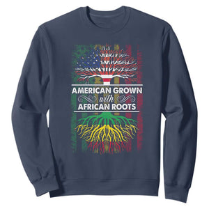 African American Pride Sweatshirt American Grown With African Roots African American Flag Tree TS02 Navy Print Your Wear