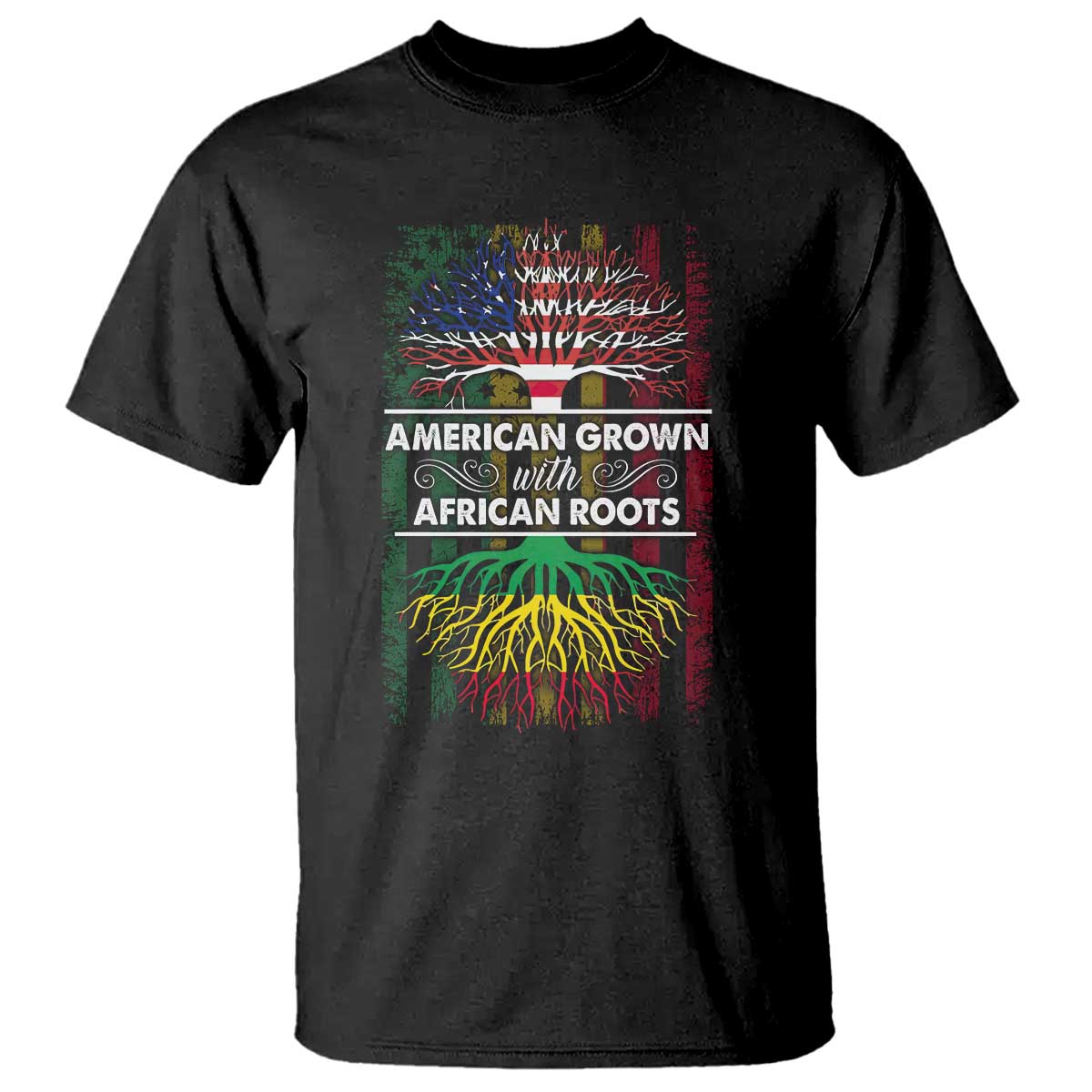 African American Pride T Shirt American Grown With African Roots African American Flag Tree TS02 Black Print Your Wear