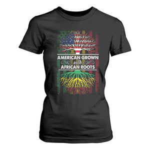 African American Pride T Shirt For Women American Grown With African Roots African American Flag Tree TS02 Black Print Your Wear