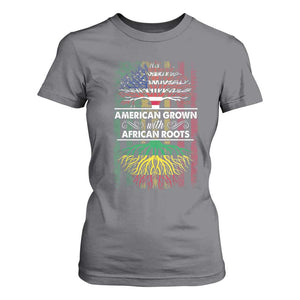 African American Pride T Shirt For Women American Grown With African Roots African American Flag Tree TS02 Charcoal Print Your Wear