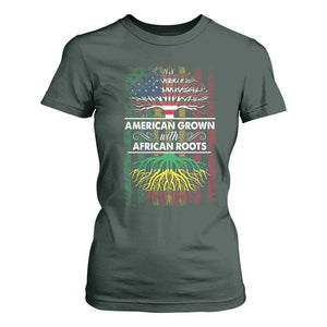 African American Pride T Shirt For Women American Grown With African Roots African American Flag Tree TS02 Dark Forest Green Print Your Wear