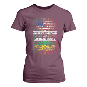 African American Pride T Shirt For Women American Grown With African Roots African American Flag Tree TS02 Maroon Print Your Wear