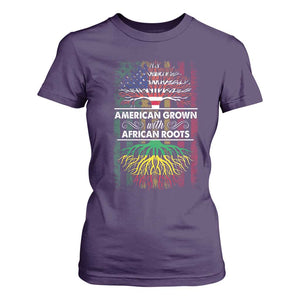 African American Pride T Shirt For Women American Grown With African Roots African American Flag Tree TS02 Purple Print Your Wear