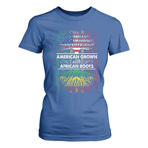 African American Pride T Shirt For Women American Grown With African Roots African American Flag Tree TS02 Royal Blue Print Your Wear