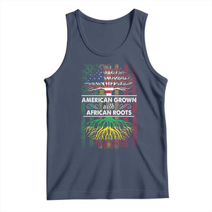 African American Roots Tank Top American Grown With African Roots US Flag Tree TS02 Navy Print Your Wear