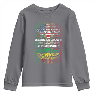 African American Pride Youth Sweatshirt American Grown With African Roots African American Flag Tree TS02 Charcoal Print Your Wear