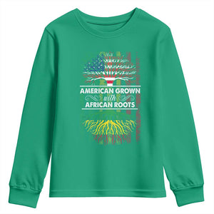 African American Pride Youth Sweatshirt American Grown With African Roots African American Flag Tree TS02 Irish Green Print Your Wear