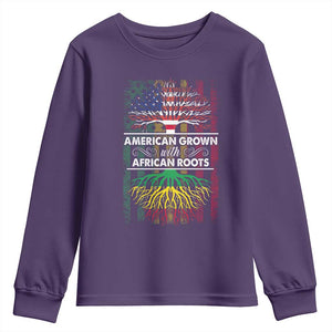 African American Pride Youth Sweatshirt American Grown With African Roots African American Flag Tree TS02 Purple Print Your Wear