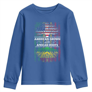 African American Pride Youth Sweatshirt American Grown With African Roots African American Flag Tree TS02 Royal Blue Print Your Wear