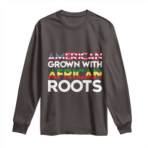 African American Roots Long Sleeve Shirt American Grown With African Roots US Flag TS02 Dark Chocolate Print Your Wear