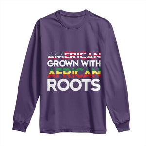 African American Roots Long Sleeve Shirt American Grown With African Roots US Flag TS02 Purple Print Your Wear