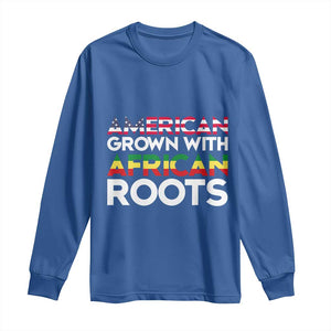 African American Roots Long Sleeve Shirt American Grown With African Roots US Flag TS02 Royal Blue Print Your Wear