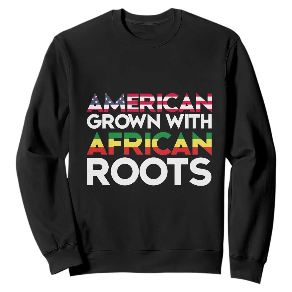 Black History Month Sweatshirt American Grown With African Roots American Flag TS02 Black Printyourwear