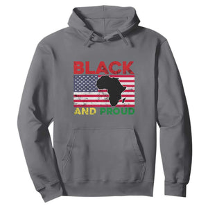 Black History Month Hoodie Black And Proud African American Pride US Flag Africa Map TS02 Charcoal Printyourwear