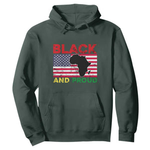 Black History Month Hoodie Black And Proud African American Pride US Flag Africa Map TS02 Dark Forest Green Printyourwear